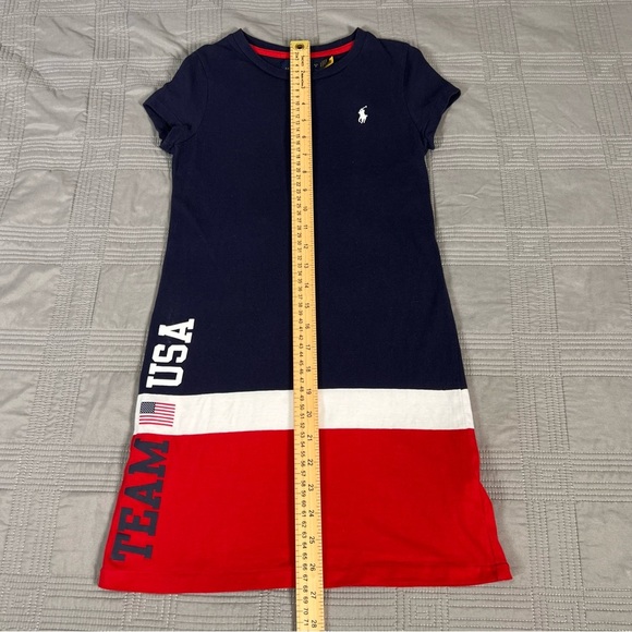 Polo Ralph Lauren Girls Team USA T Shirt Dress Size Small 7 Crewneck Pony Logo - Picture 8 of 11
